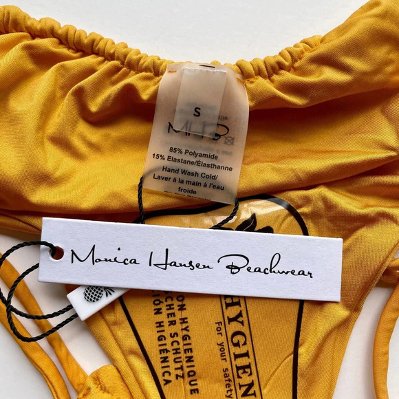 Monica Hansen Beachwear Miami Vice String Bikini Bottom Yellow Size Small NEW - Picture 6 of 8